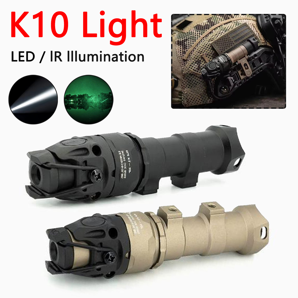 Ir Illuminator 850Nm Flashlight - MICH2000 قوس خوذة KIJI K10 كشاف